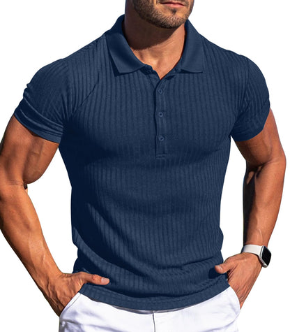 Askdeer Men's Slim Fit Stretch Polo Shirts