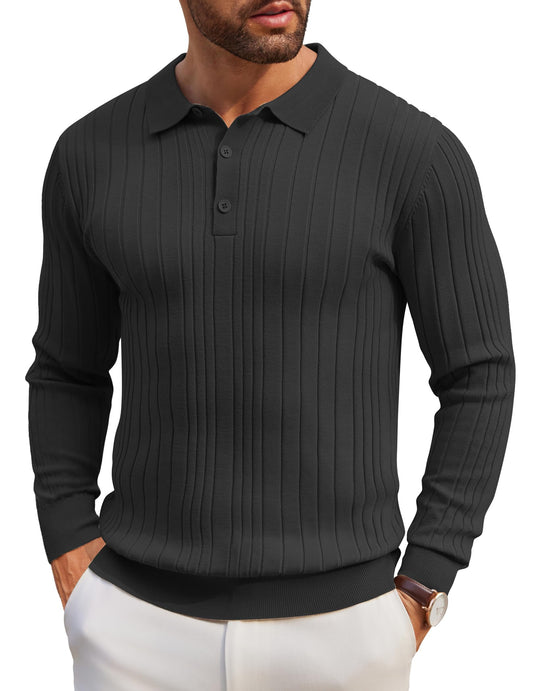 COOFANDY Men's Long Sleeve Knit Polo