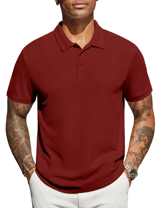 COOFANDY Classic Waffle Polo Shirt for Men