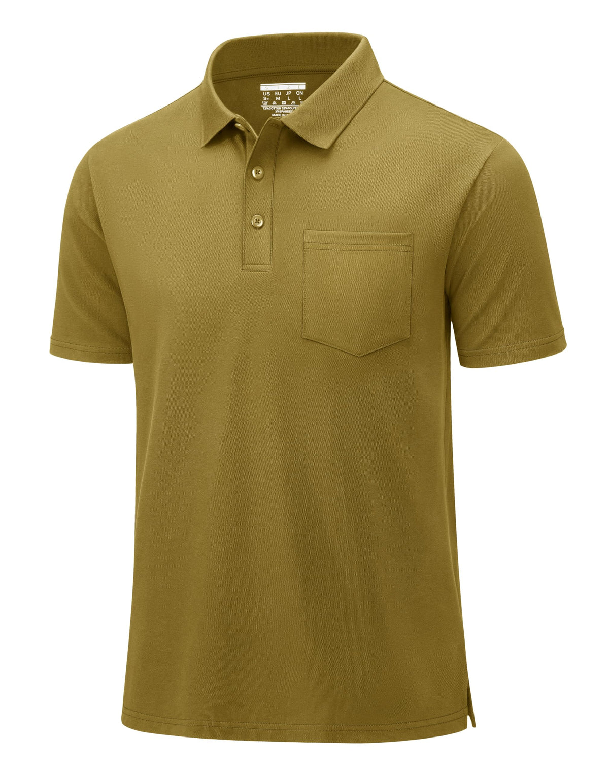CottonBlend Men's Polo with Pocket - Casual Brown2XL